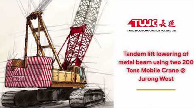 Tandem Lift Lowering of Metal Beam @ Jurong West